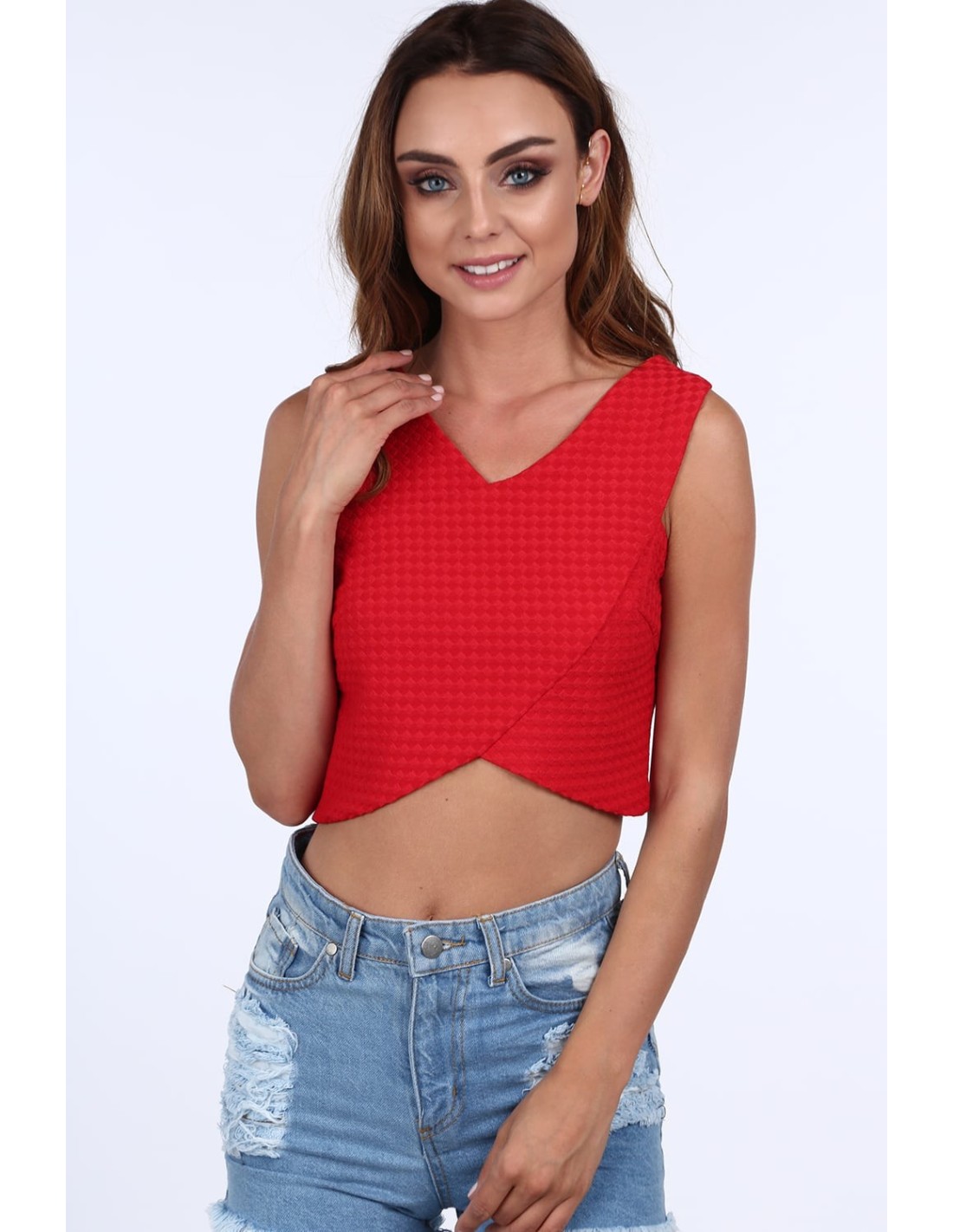 Top with zipper on the back, red 20688 - Online store - Boutique